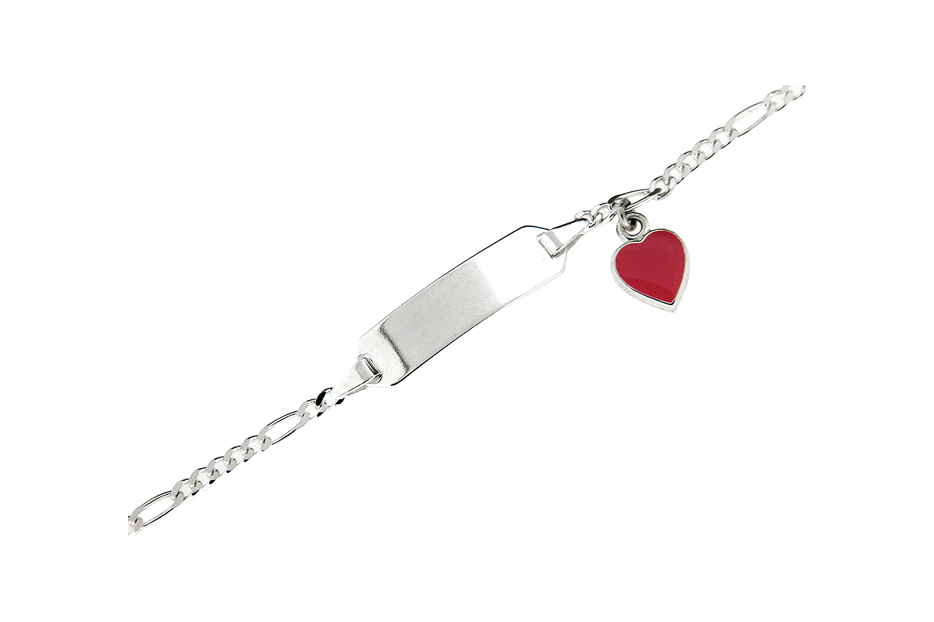 ID-14-12 Identband 14cm in Silber 925 mit Herz Kinderschmuck