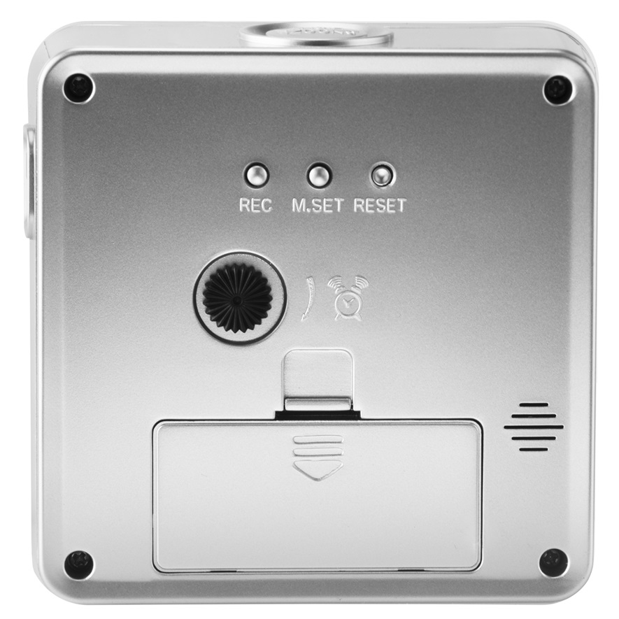 Silberner Funkwecker von Atrium A660-19 mit Weckwiederholung und Licht 