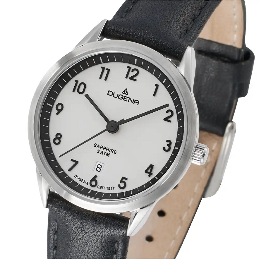 Armbanduhr Slim Line Dugena 4461240 mit Saphirglas und Lederarmband