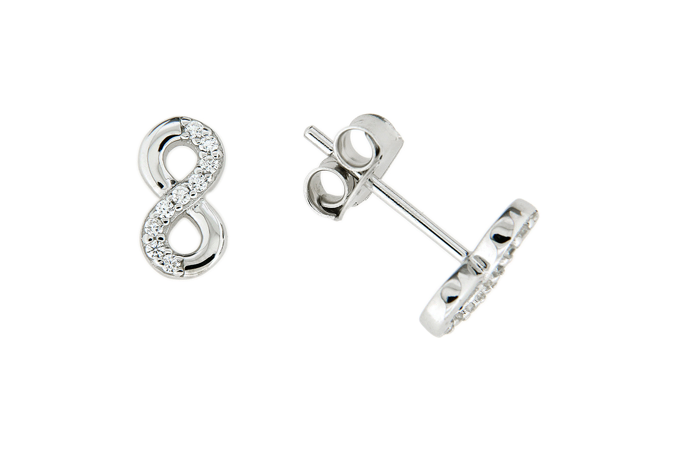 Ohrstecker, Ohrringe endless in Silber 925 rhodiniert mit Zirkonia