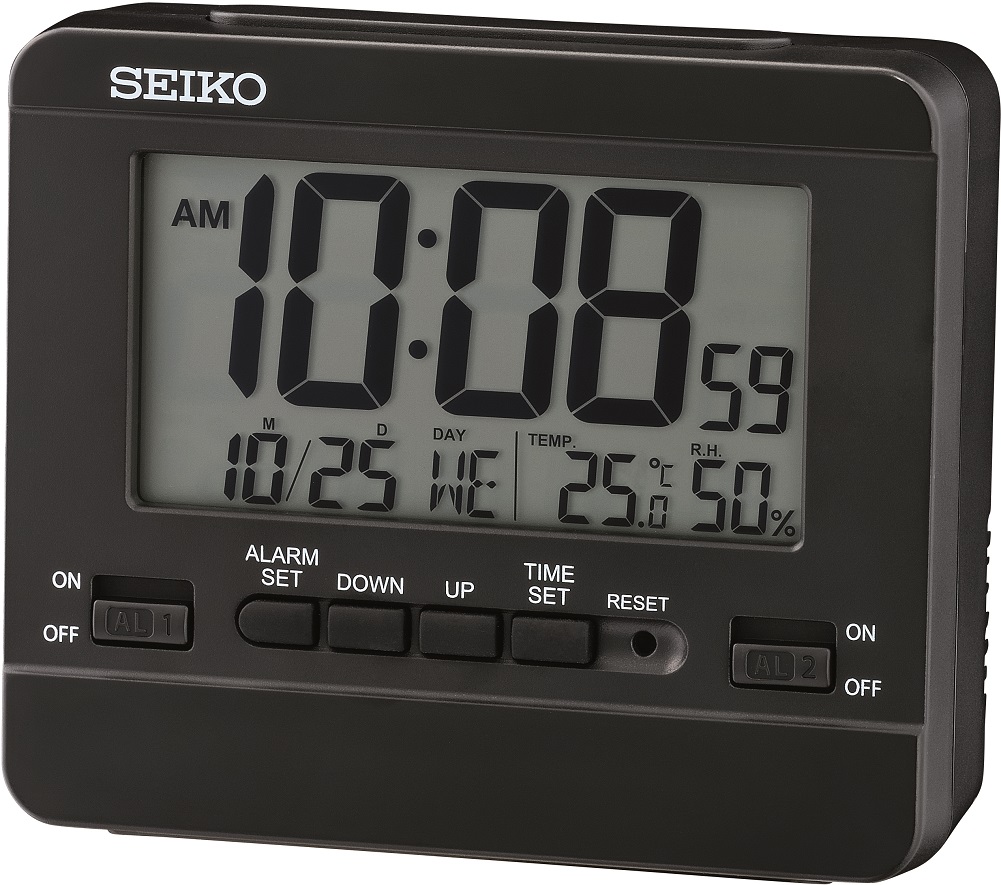 Seiko Wecker LCD QHL086W mit Kalender, Temperatur, Hygrometer und Weckwiederholung