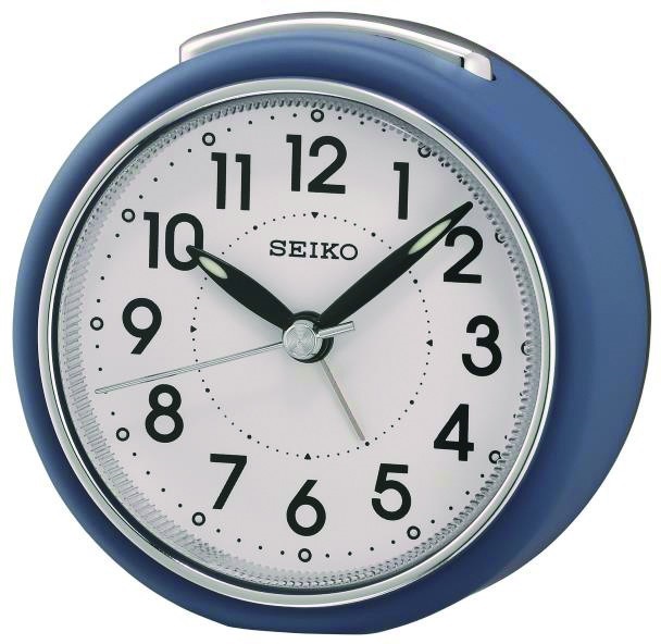 Trendiger blauer Wecker von Seiko QHE125L mit laufender Sekunde und Licht