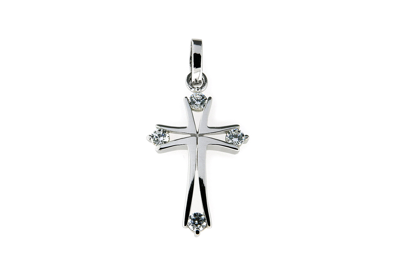 Kettenanhänger Kreuz in Silber 925 mit weißen Zirkonia 
