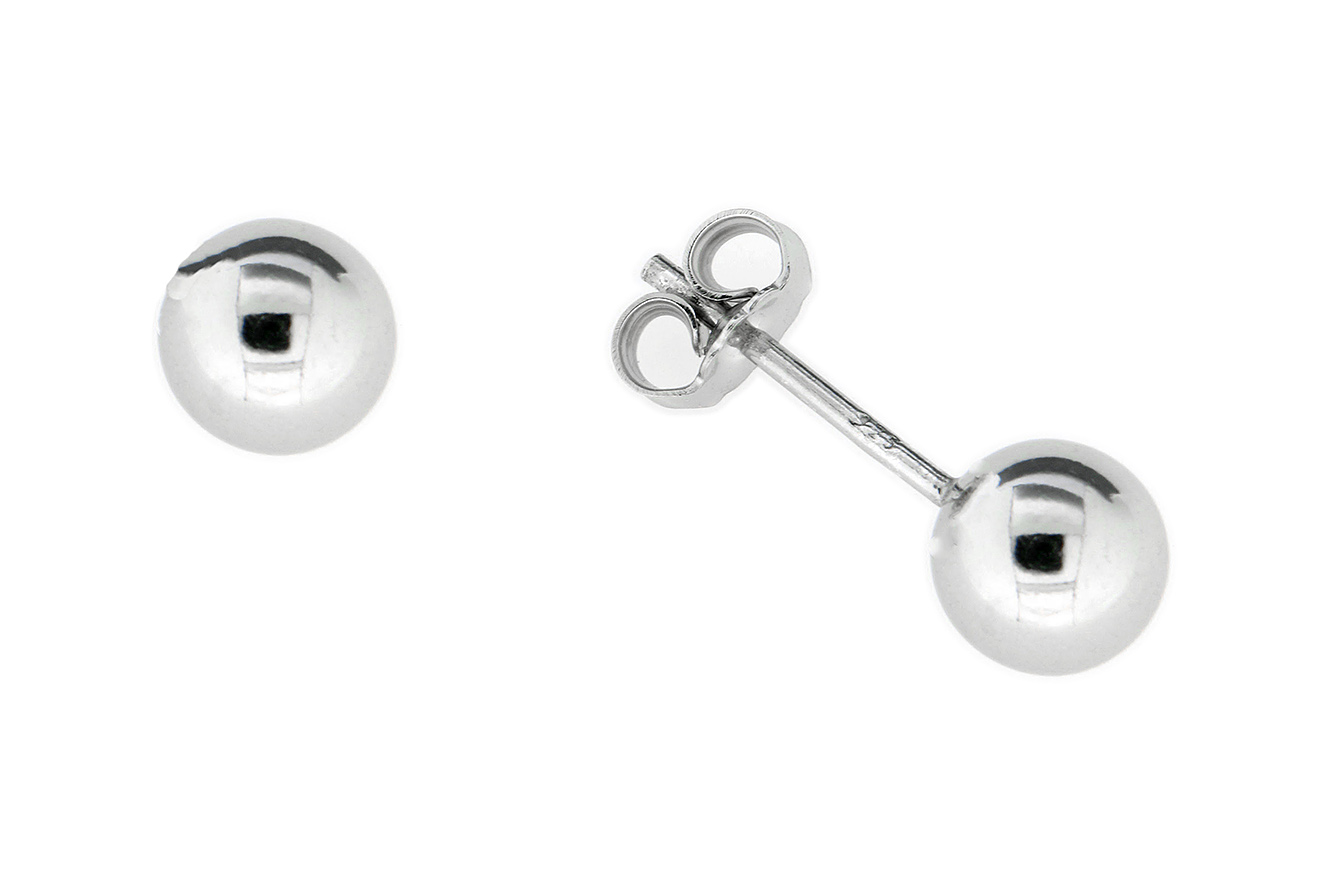 Ohrstecker Ohrringe in Silber 925 rhodiniert mit massiver Kugel