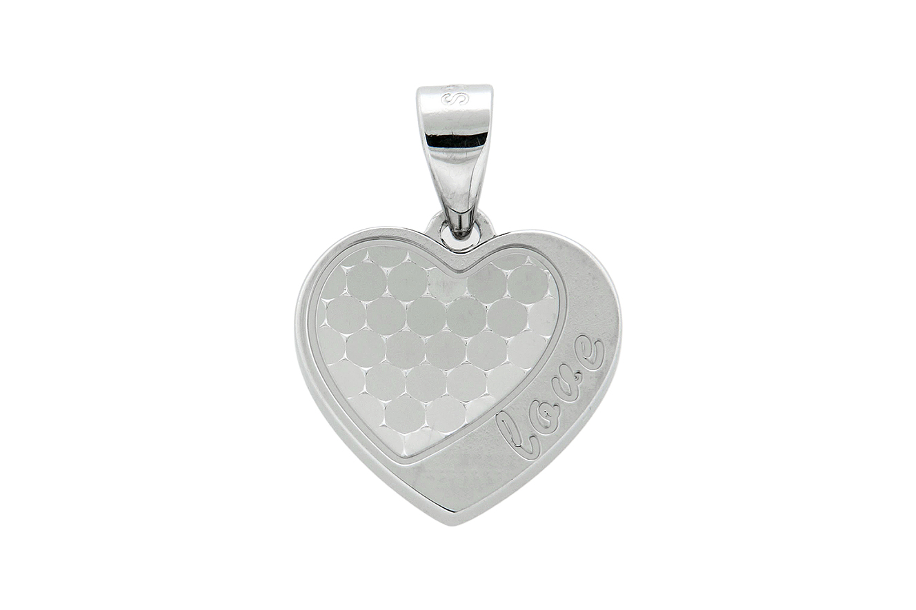 Anhänger Herz in Silber 925 mit rhodinierter Oberfläche