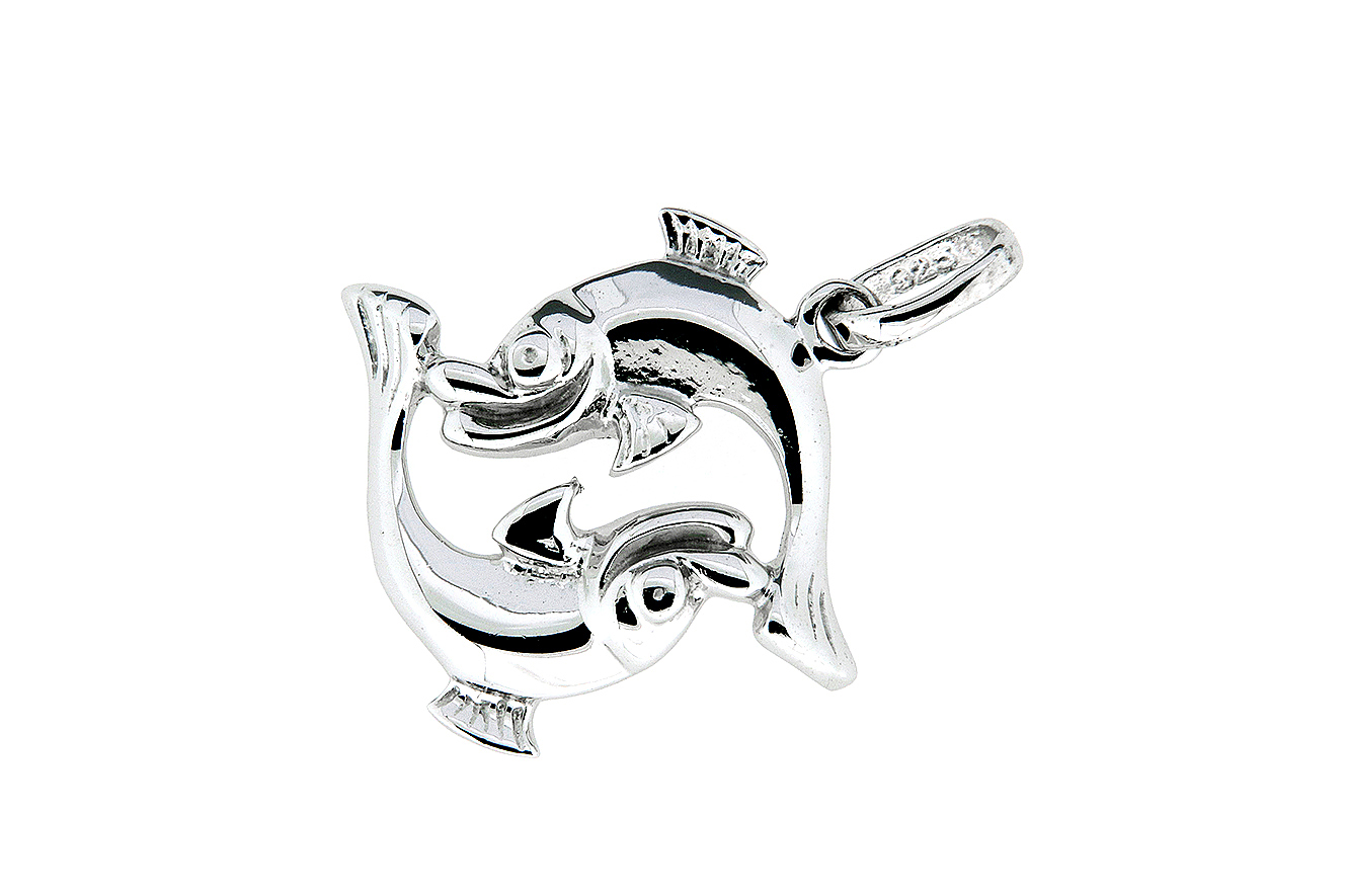 Tierkreiszeichen Sternzeichen Fische große Figur in Silber 925 mit rhodinierter Oberfläche