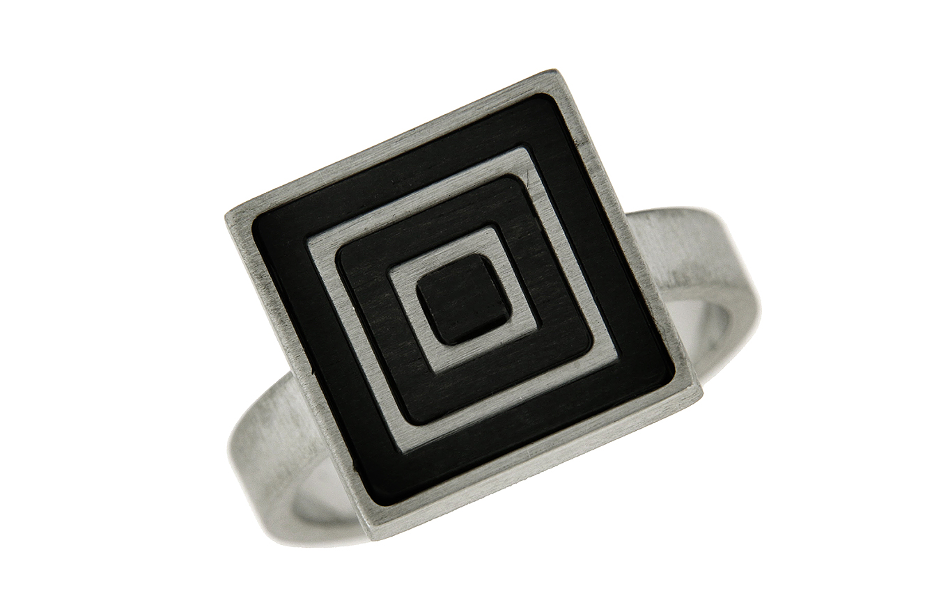 Gr.54 platiniert Silber 925 mit Ebenholz