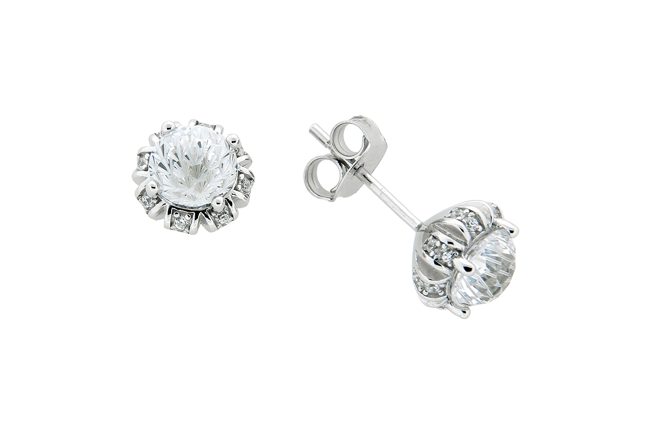 Ohrstecker, Ohrring in Silber 925 rhodiniert mit Zirkonia