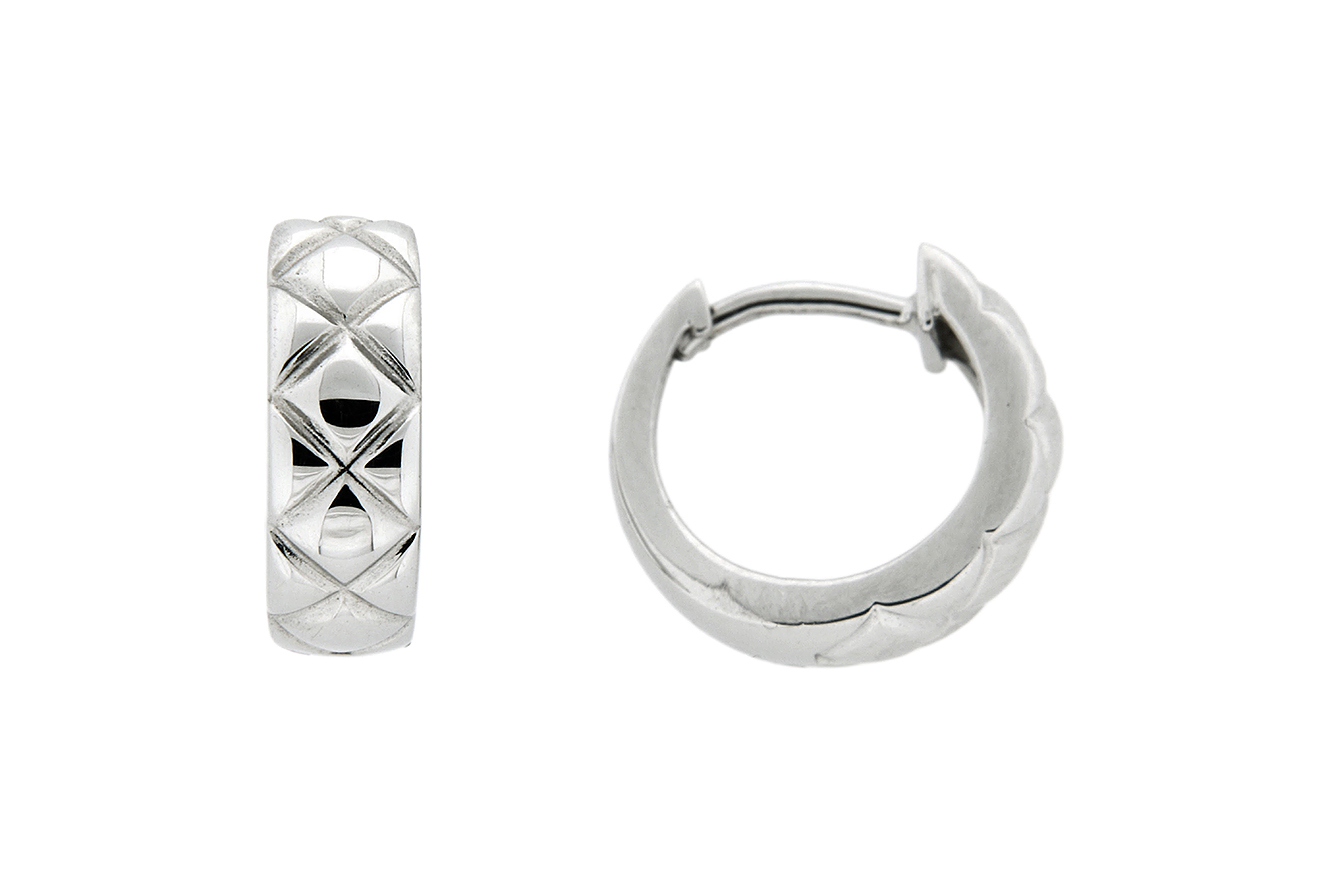 Creole, Ohrring in Silber 925 rhodiniert  mit Muster