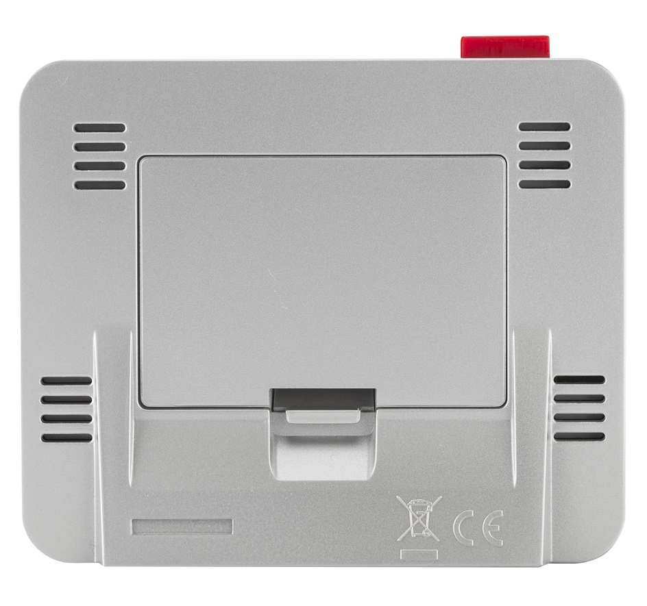 Silberner Funkwecker Atrium A760-19 Autolicht mit Lichtsensor, Weckwiederholung, Temperaturanzeige, 