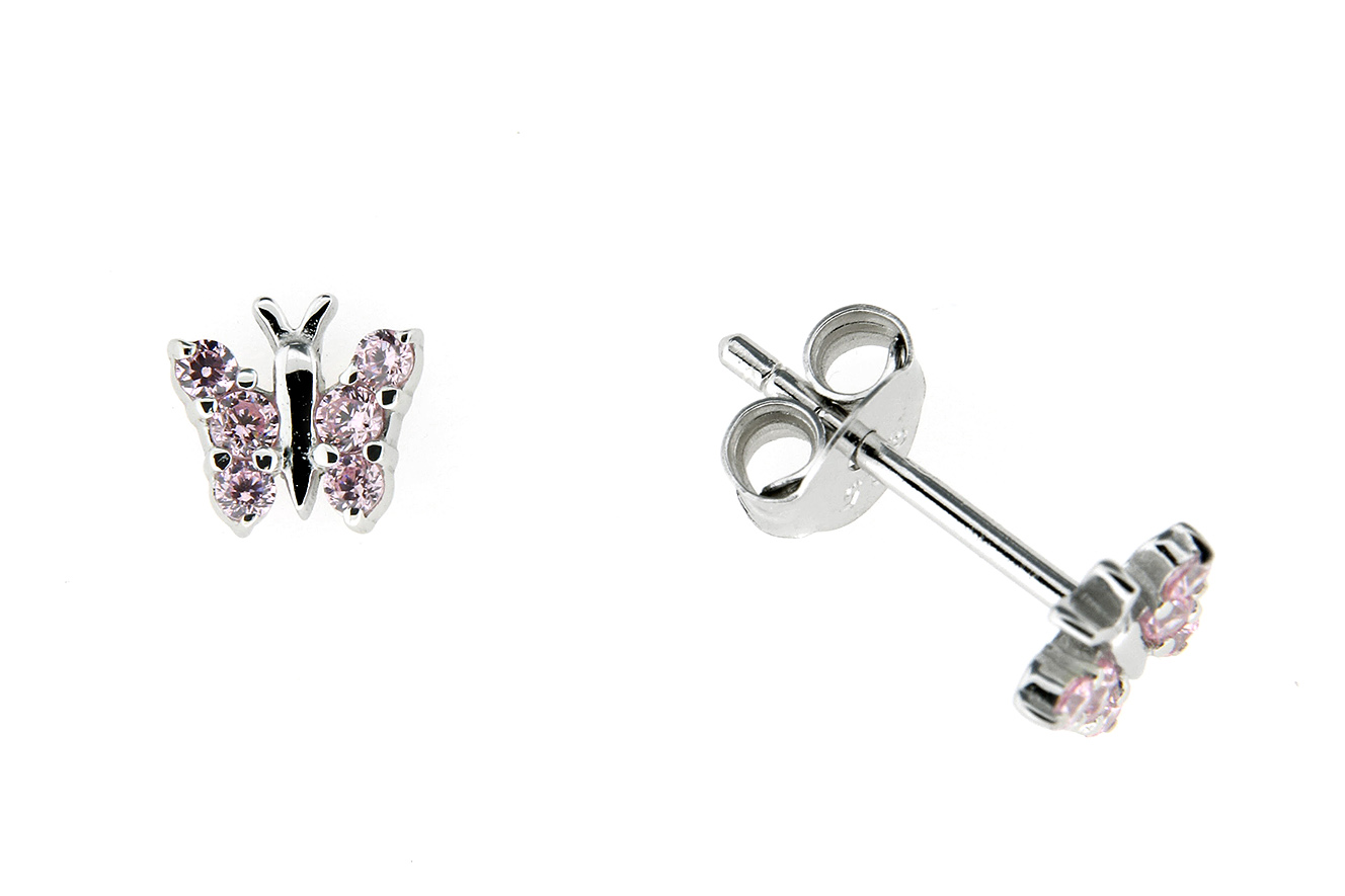 Ohrstecker, Ohrringe Schmetterling in Silber 925 rhodiniert 