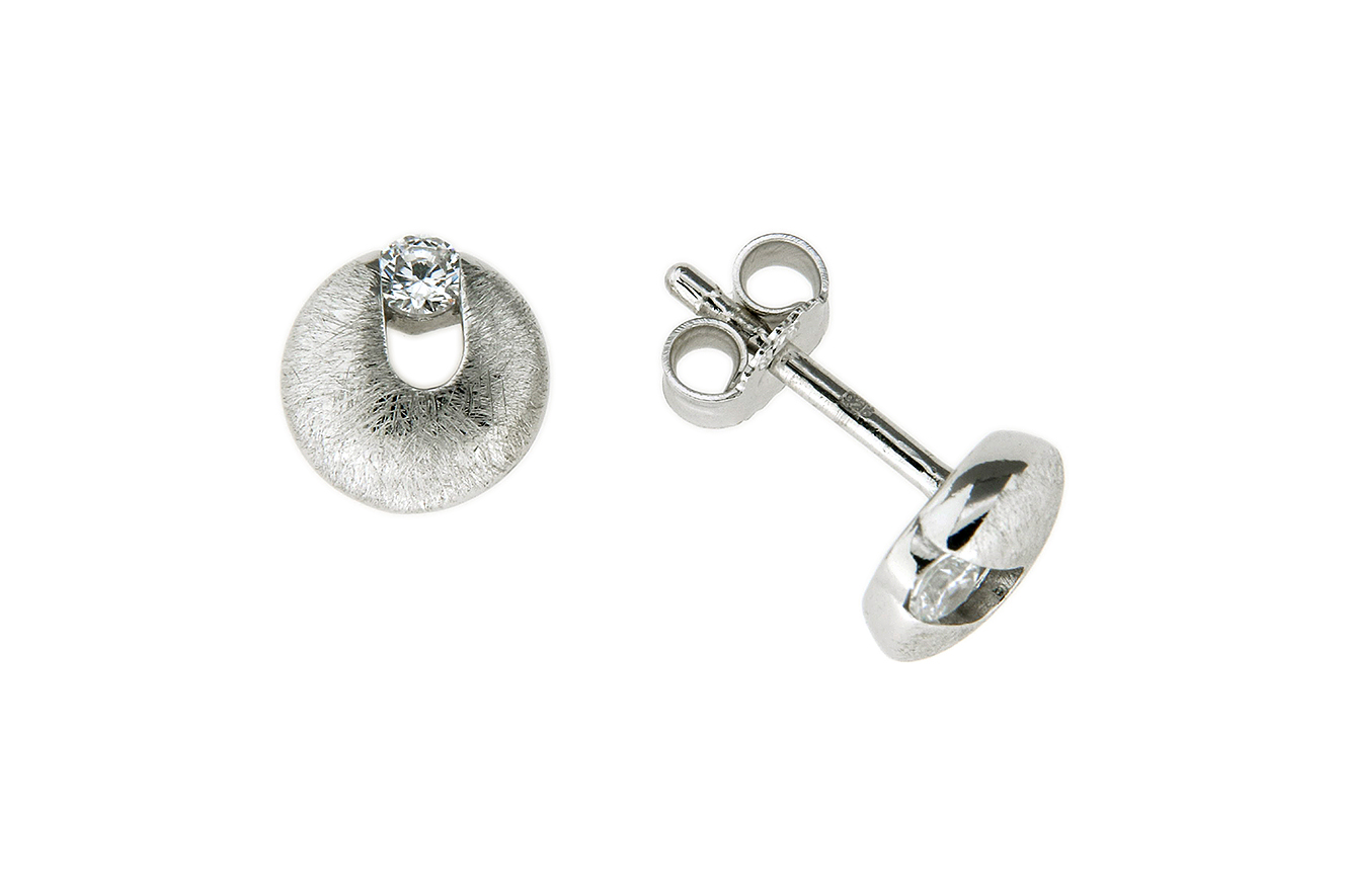 Ohrstecker, Ohrringe in Silber 925 rhodiniert  mattiert