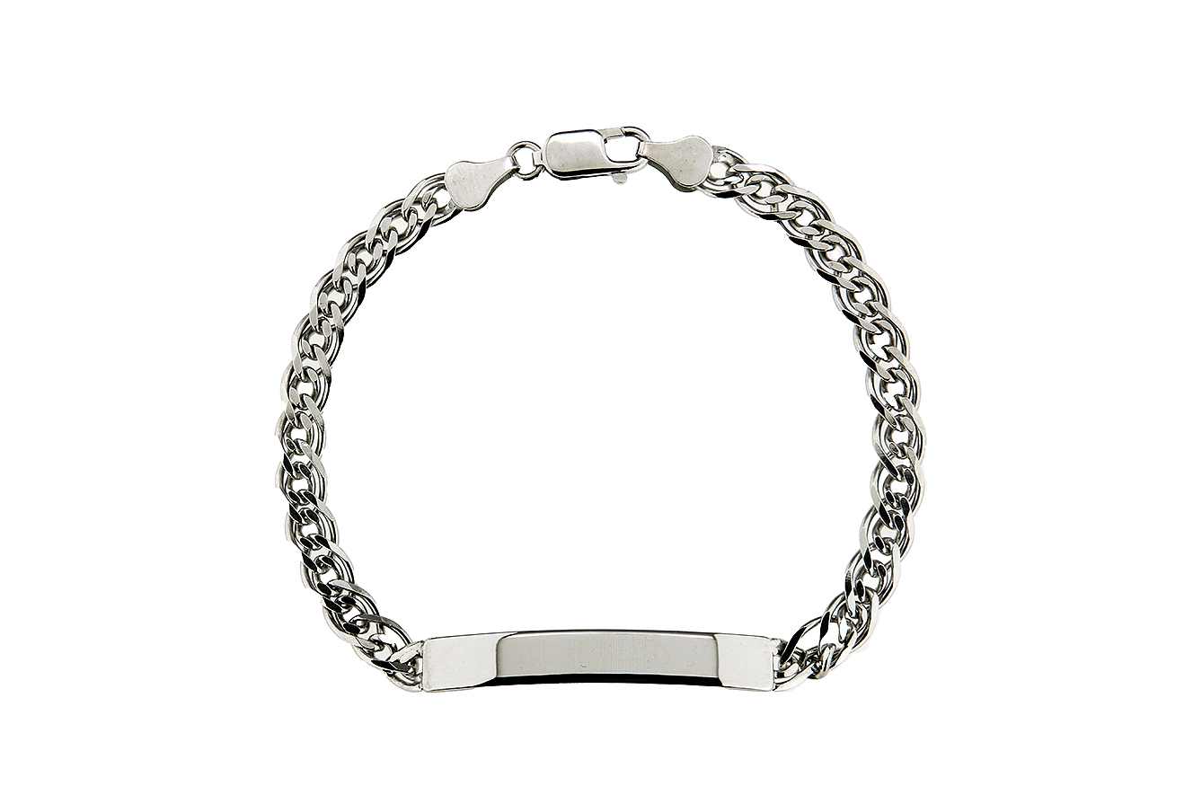 ID-21-R ID Armband 21cm in Silber 925 rhodiniert mit Gravurplatte 