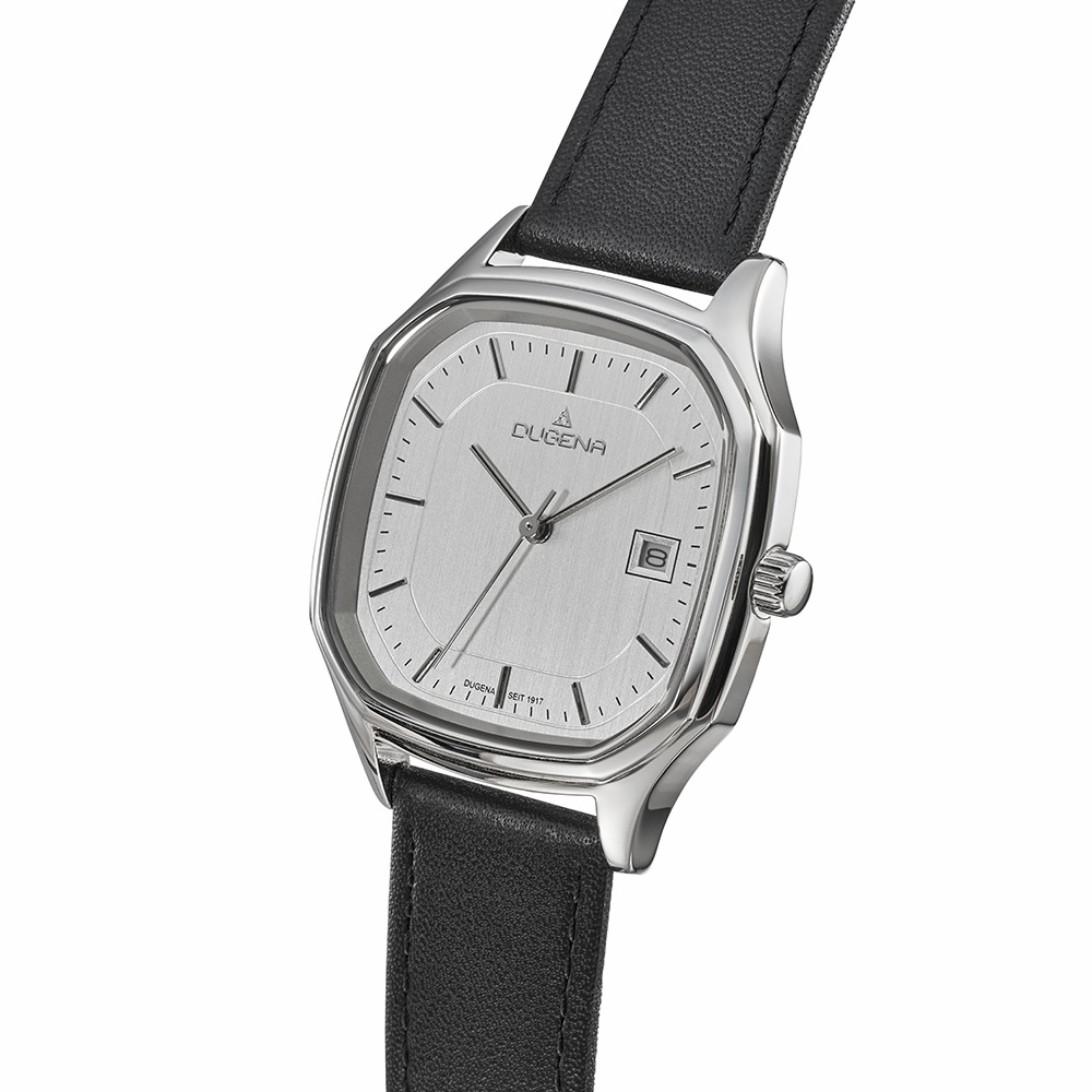 Armbanduhr Ulm Dugena 4461262 mit silbernen Zifferblatt und Lederarmband