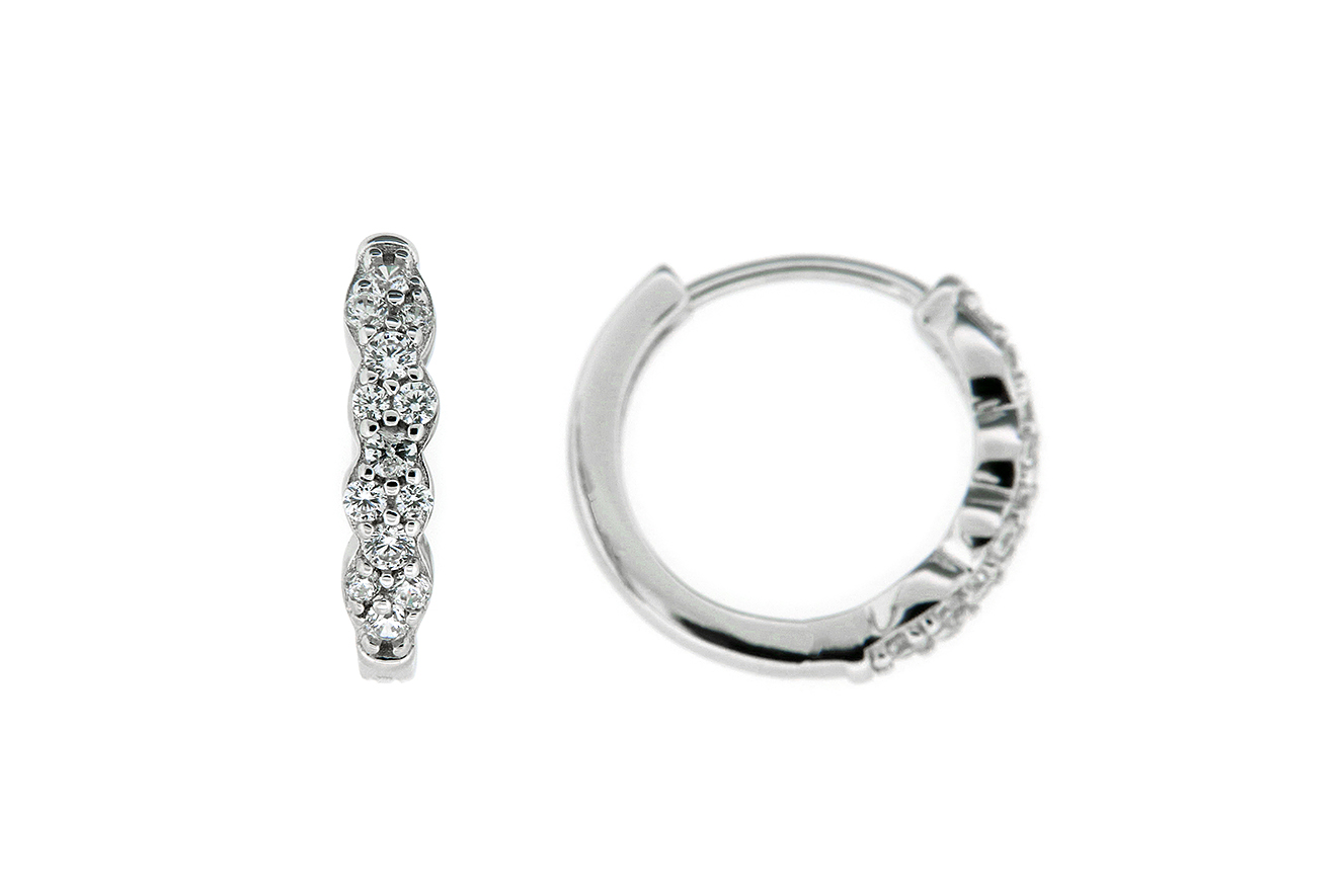 Creole, Ohrringe in Silber 925 rhodiniert und Zirkonia