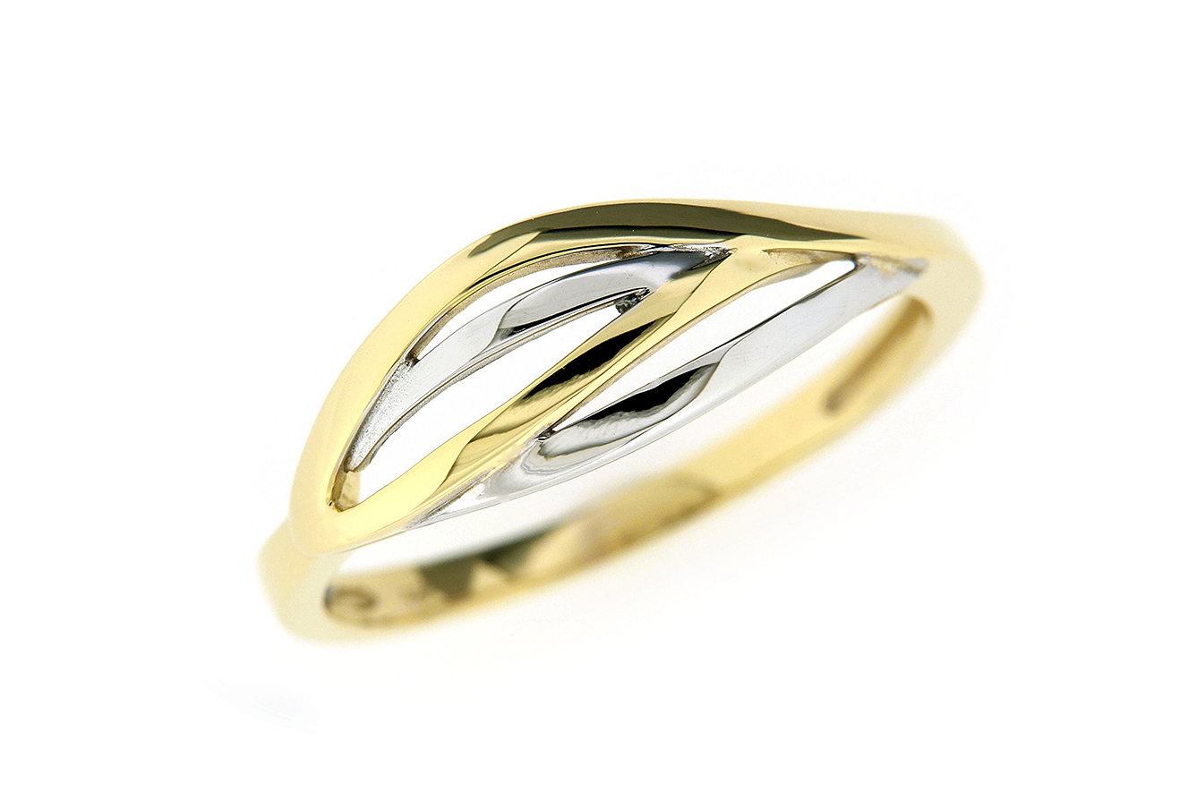 Gr.66 Damenring in 333 Gelbgold und Weißgold