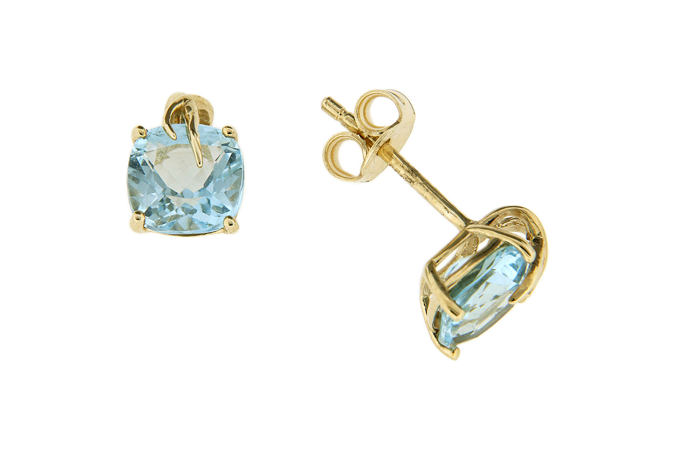 Ohrstecker, Ohrring in Gold 333 mit Blautopas