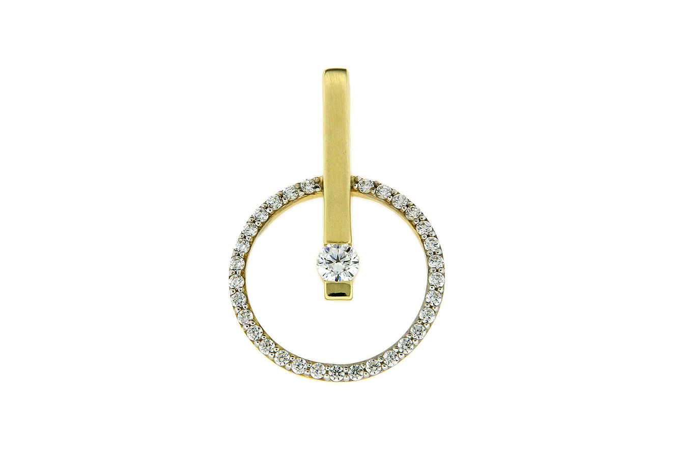Anhänger kreisrund in Gold 333 mit weißen Zirkonia