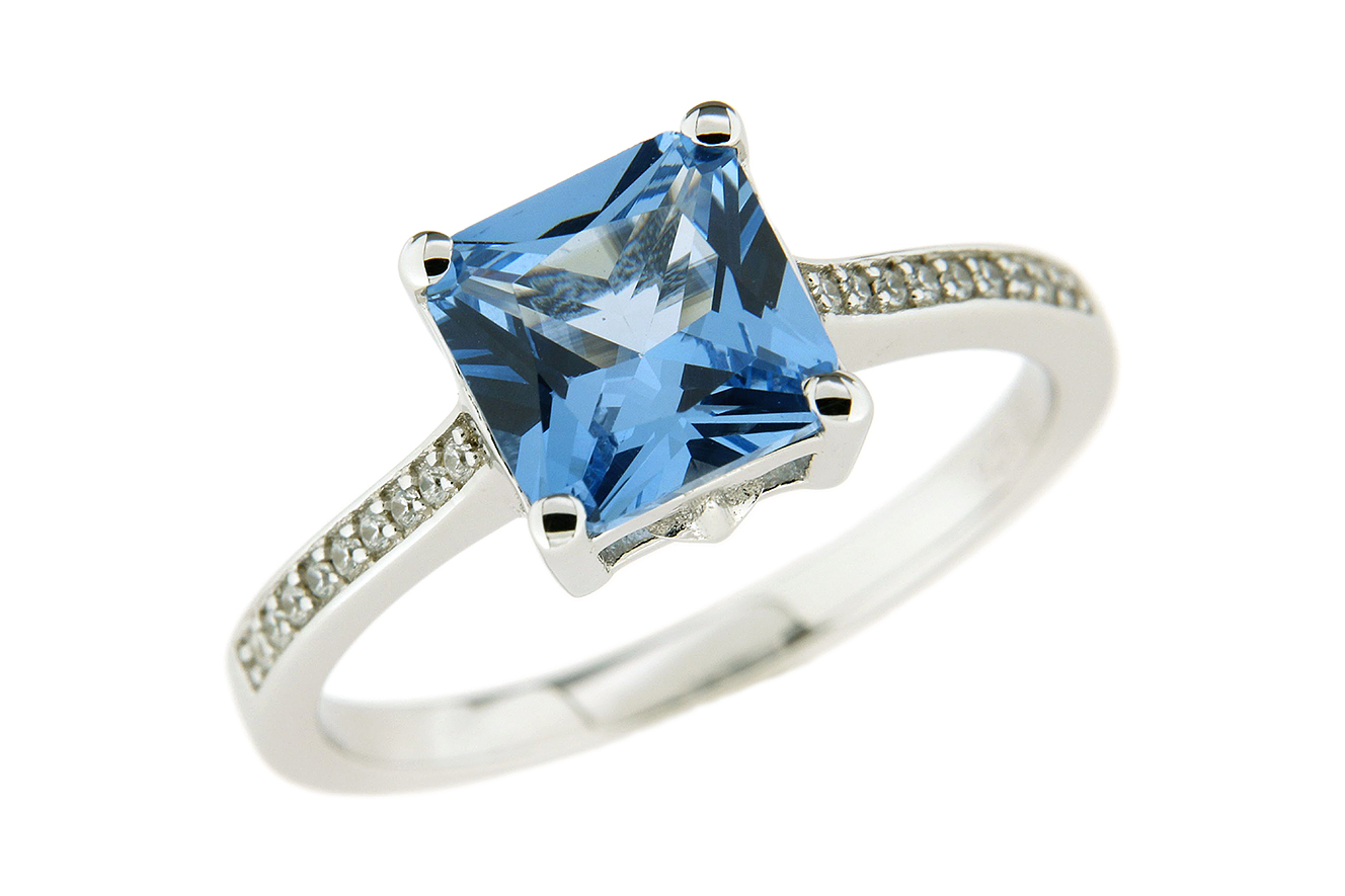 Gr.58 Damenring in Silber 925 rhodiniert mit Zirkonia