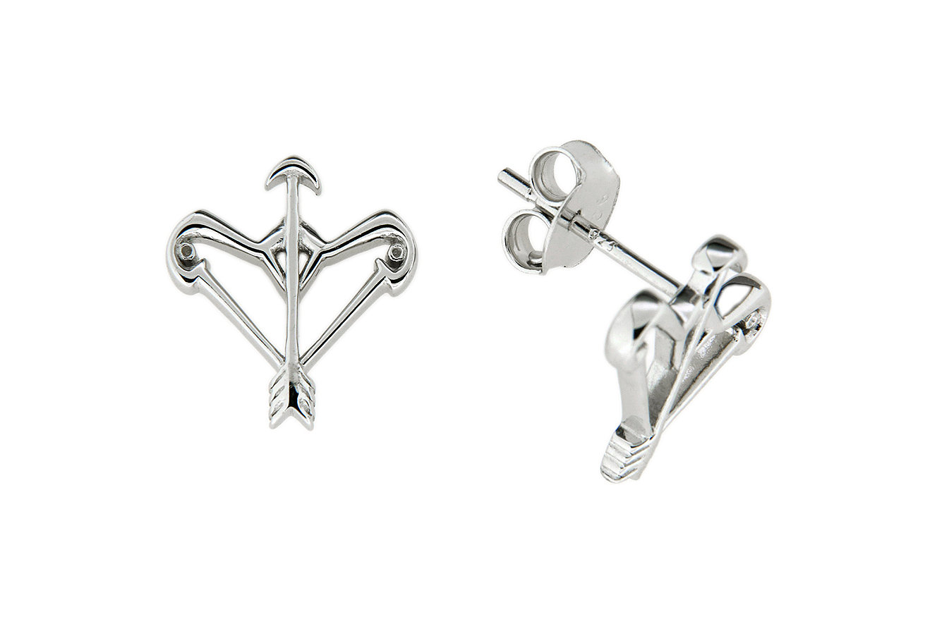 Ohrstecker Ohrring Schütze in Silber 925 rhodiniert