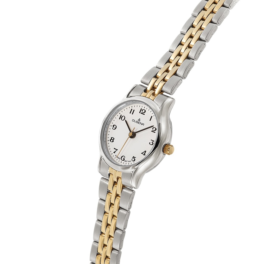 Damenarmbanduhr Vintage von Dugena 4461111 rund mit Metallband