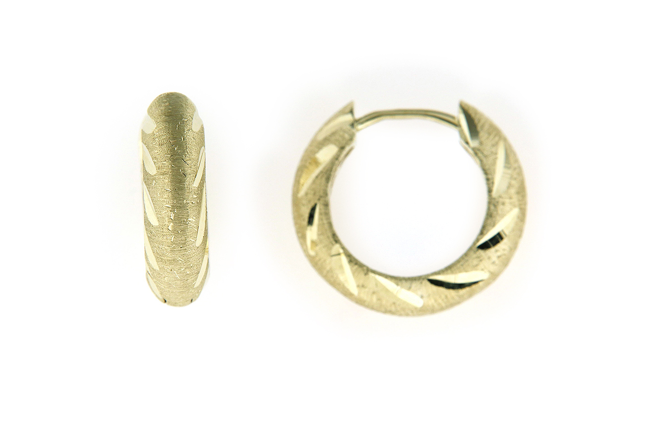 Creole, Ohrring in Gold 333 mit mattierter polierter Oberfläche 
