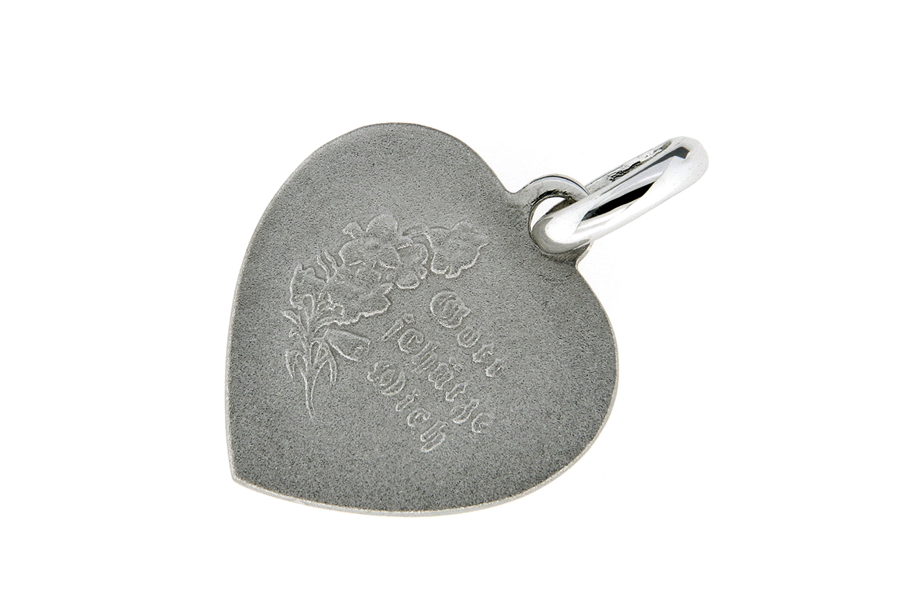Kettenanhänger als Herz mit Engel in Silber 925 rhodiniert