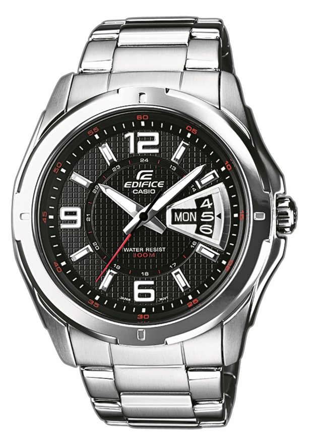 Herrenarmbanduhr Casio EF-129D-1AVEF mit Edelstahlgehäuse Tagesanzeige sowie Datumsanzeige