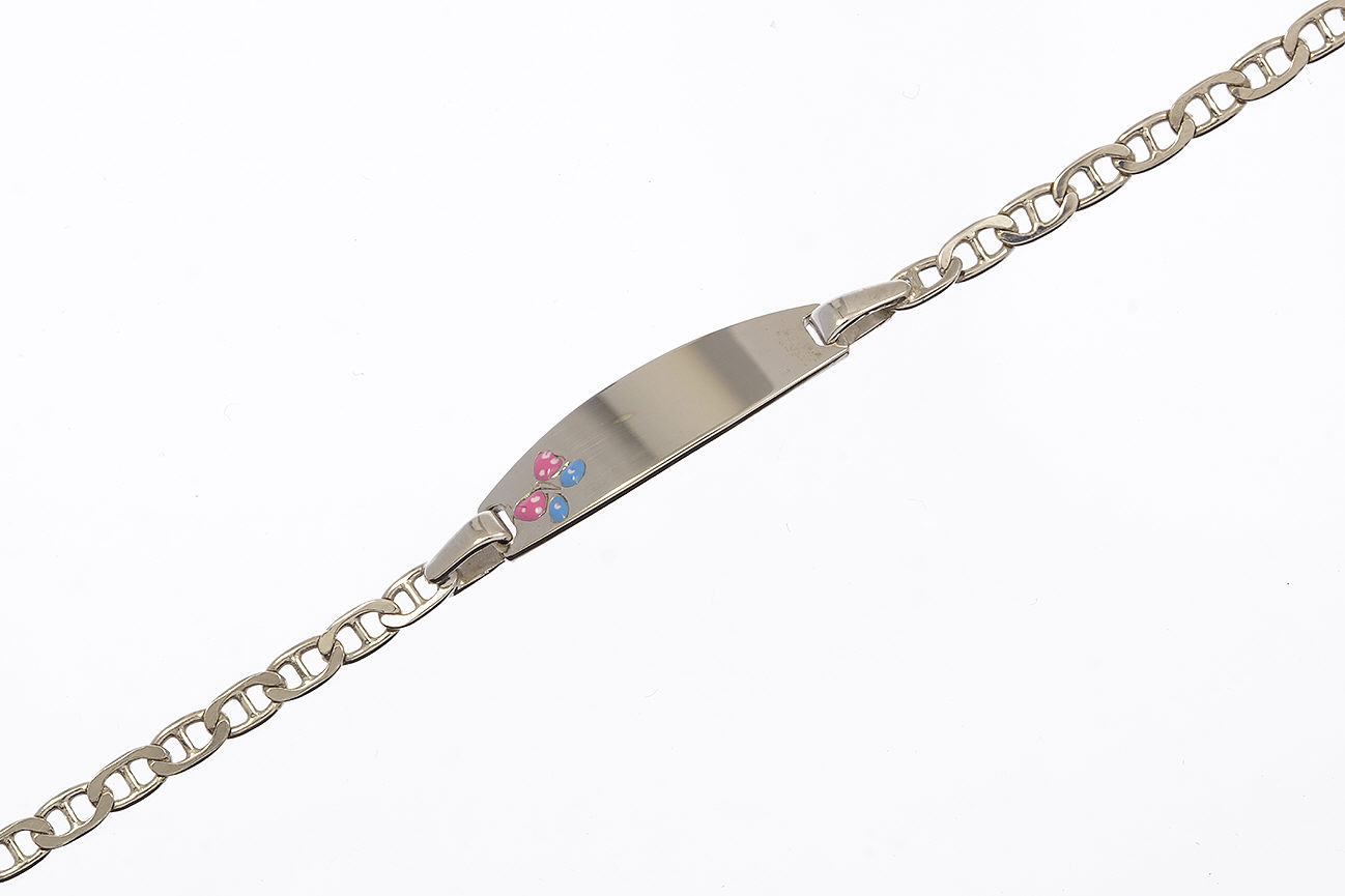 ID-16-14-R Gravur Armband aus Silber 925 rhodiniert mit Schmetterling