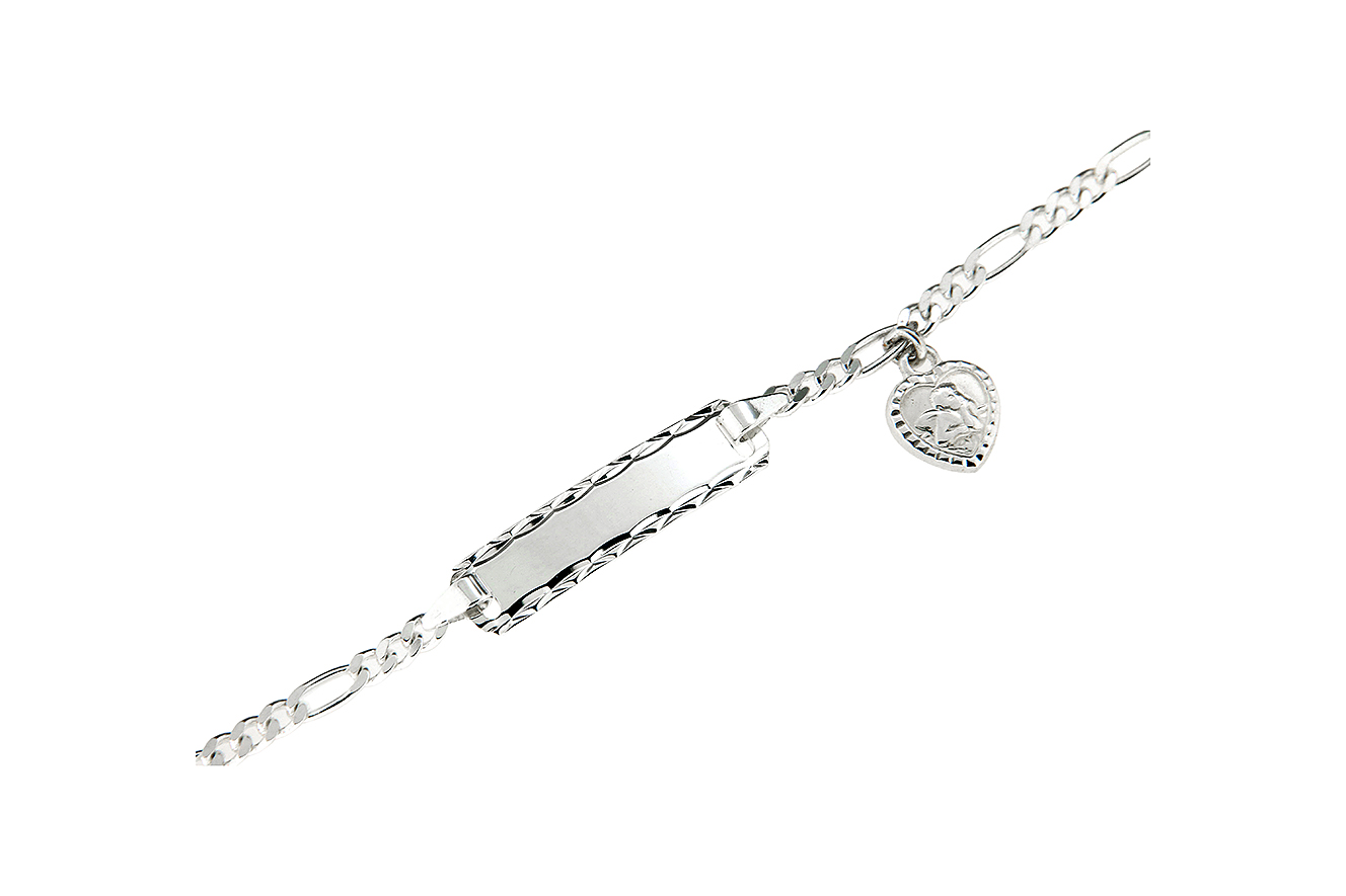 ID-16-14 Identband 16cm in Silber 925 mit Engelherz Kinderschmuck