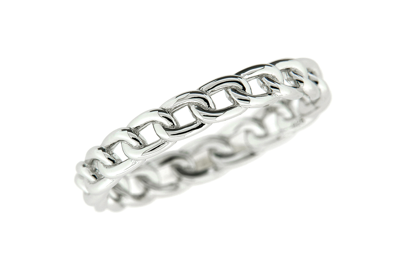 Gr.58 Damenring Silber 925 poliert im Ketten Design