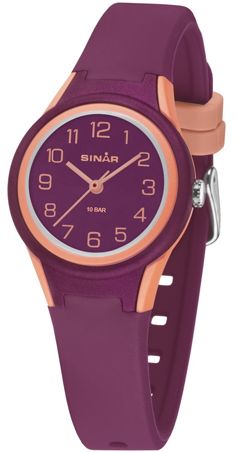 Fashion Jugenduhr XB-47-4 mit beeren farbenen Silikonarmband und altrosa Applikationen aus dem Haus 