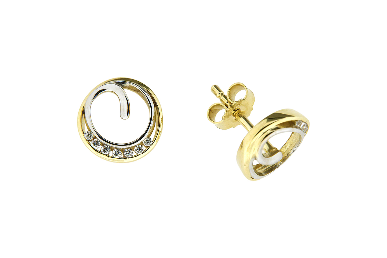 Ohrstecker, Ohrringe in Weißgold Gelbgold 333 mit Zirkonia