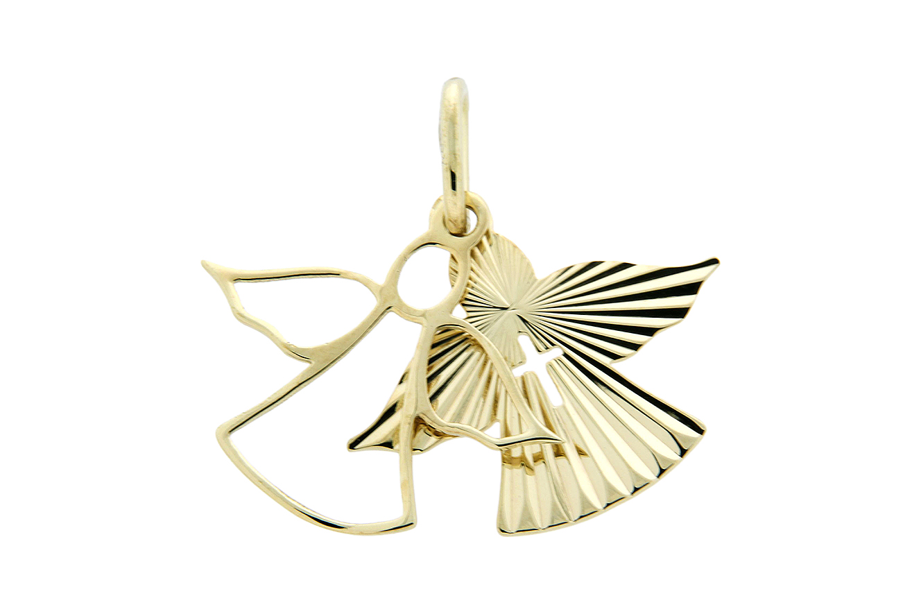 Anhänger Engel mit Kreuz in Silber 925 vergoldet