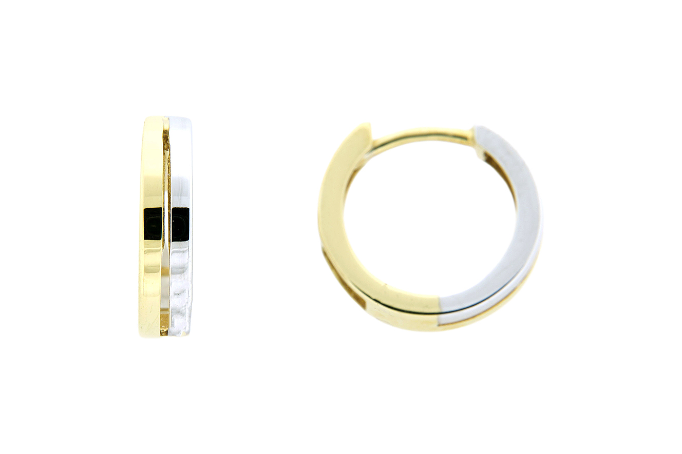 Creolen Ohrringe in Gold 333 Gelbgold Weißgold mit polierter Oberfläche 