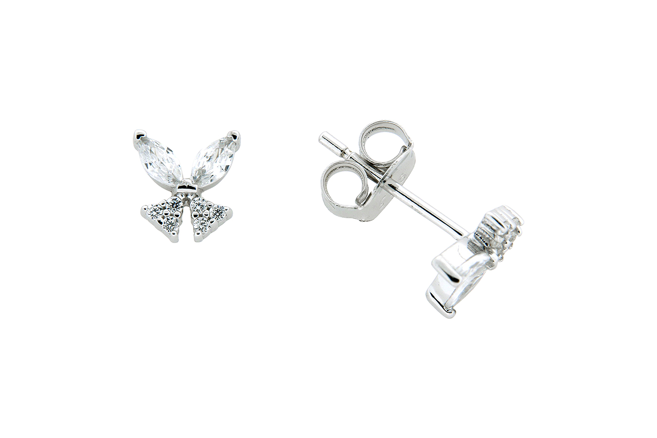 Ohrstecker, Ohrringe Schmetterling in Silber 925 rhodiniert 