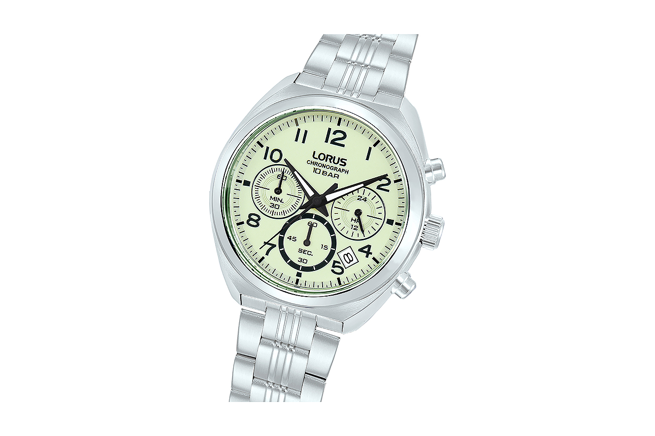 Armbanduhr Chronograph Lorus RT393KX9 mit Leuchtzifferblatt und Edelstahlgehäuse 