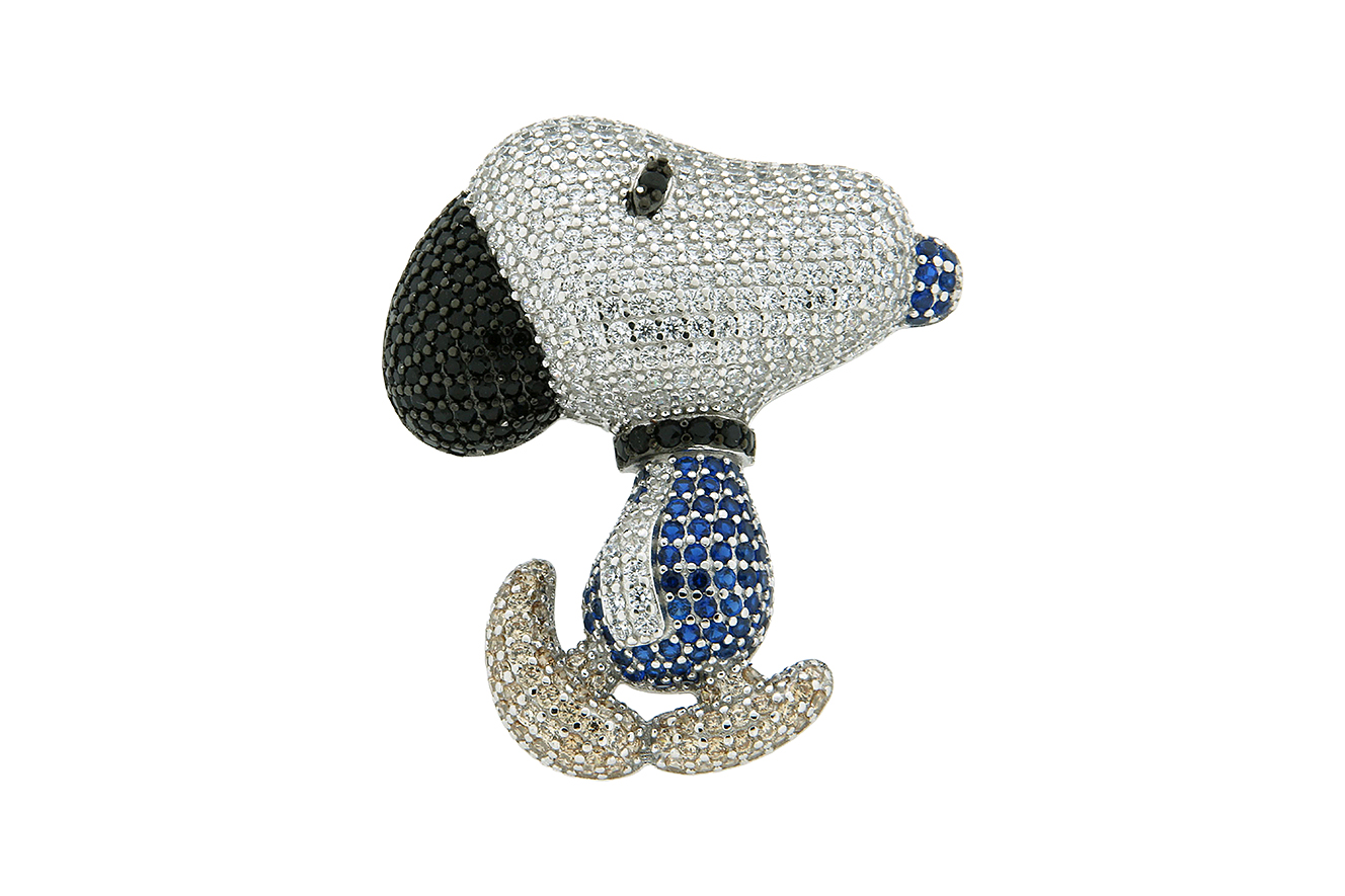 Anhänger Snoopy in Silber 925 rhodiniert mit Zirkonia