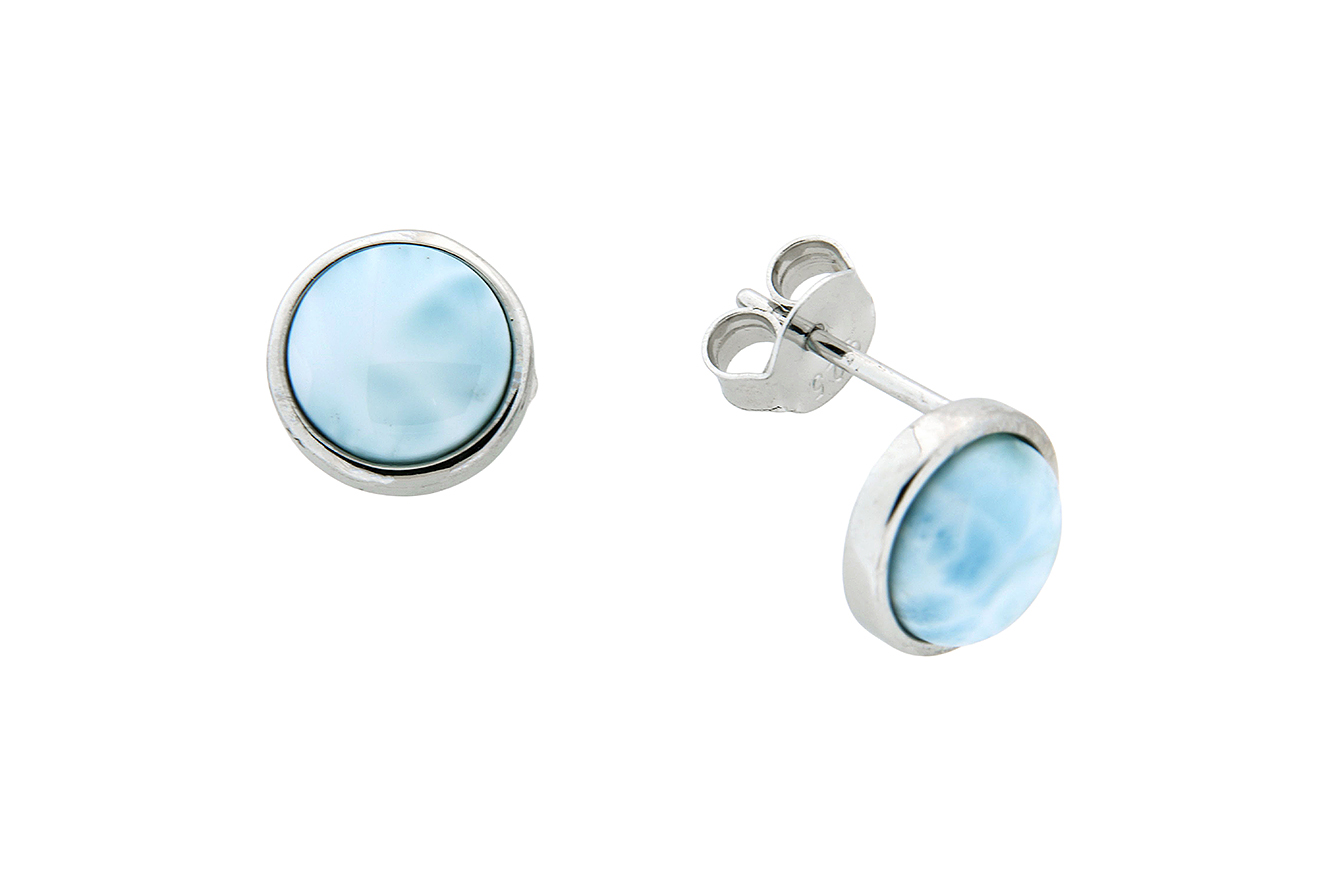 Ohrstecker Ohrring Larimar in Silber 925 rhodiniert