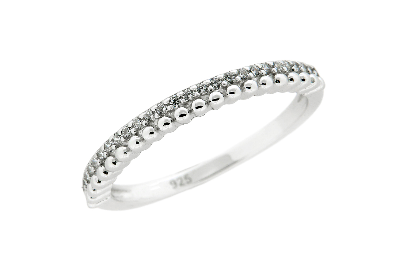 Gr.52 Damenring in Silber 925 rhodiniert  weißen Zirkonia