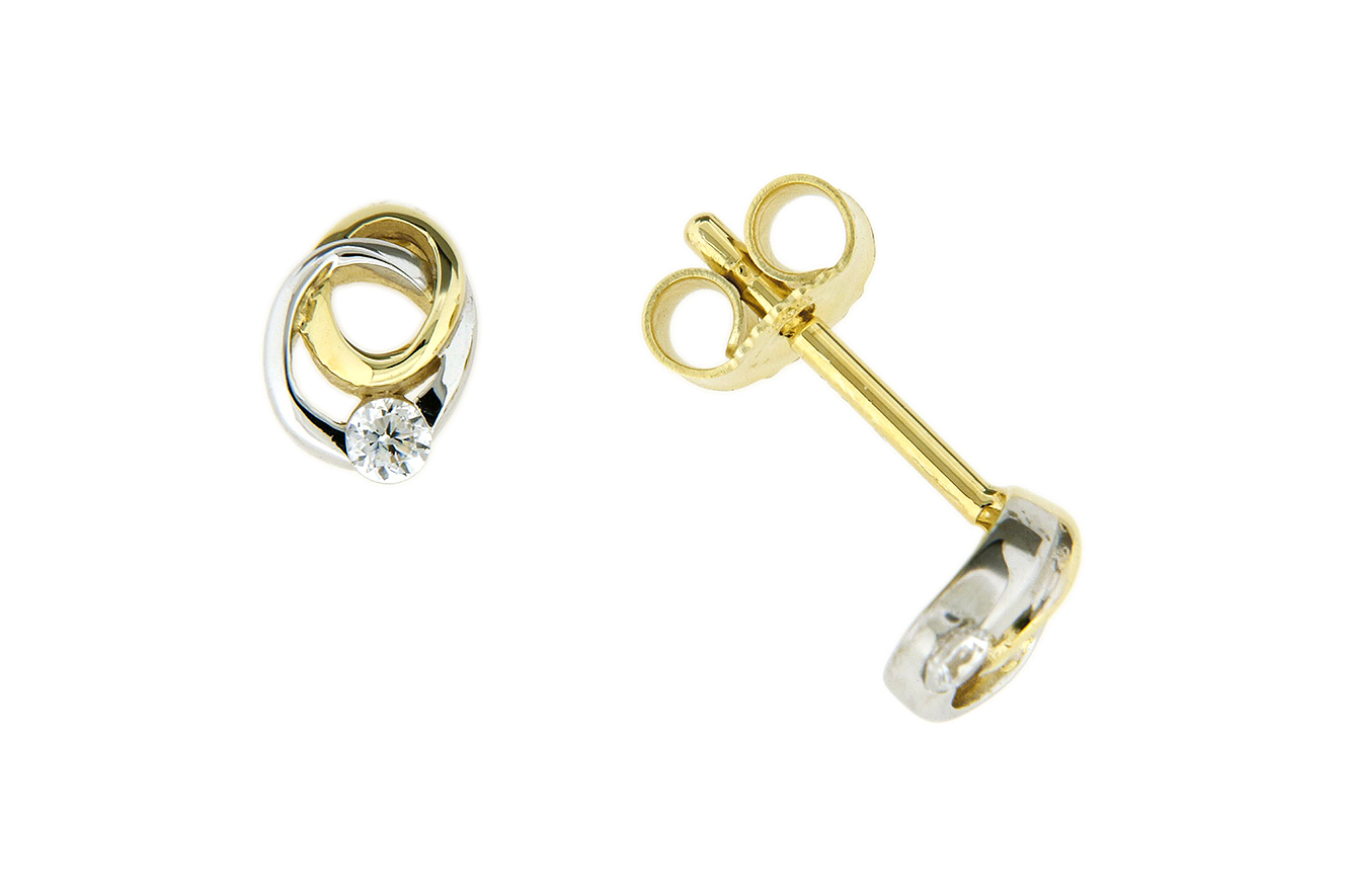 Ohrstecker, Ohrringe in Weißgold Gelbgold 333 mit Zirkonia