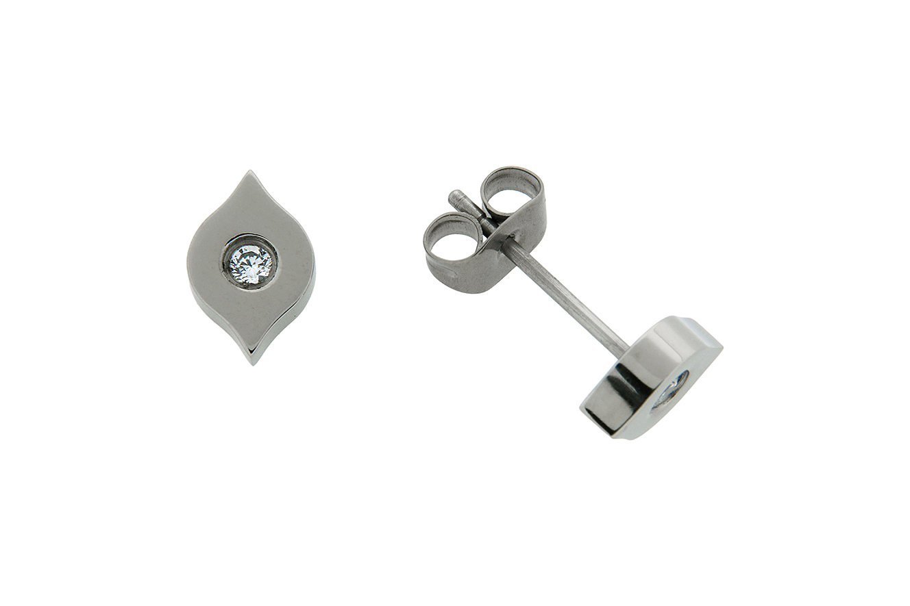 Ohrstecker Ohrringe in Titan mit Zirkonia 