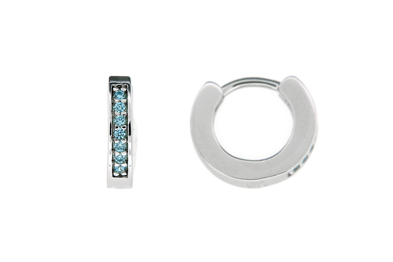 Creole, Ohrring Silber 925 mit hellblauen Zirkonia 