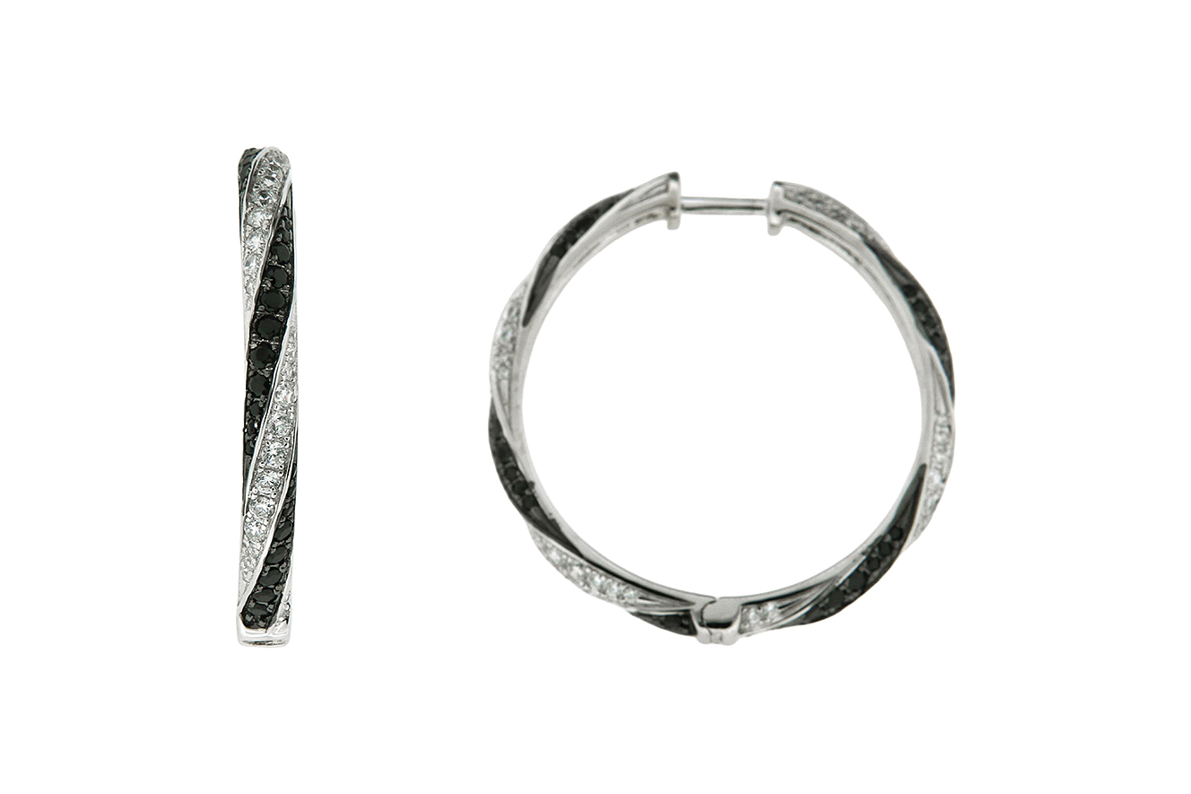 Creole, Ohrring in Silber 925 rhodiniert mit Zirkonia