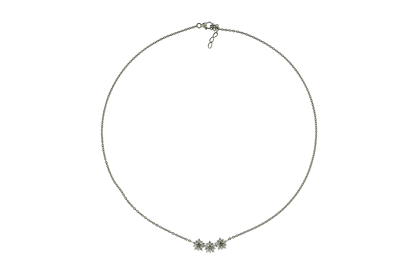 45-42cm Kette Blume Silber 925 rhodiniert mit Zirkonia