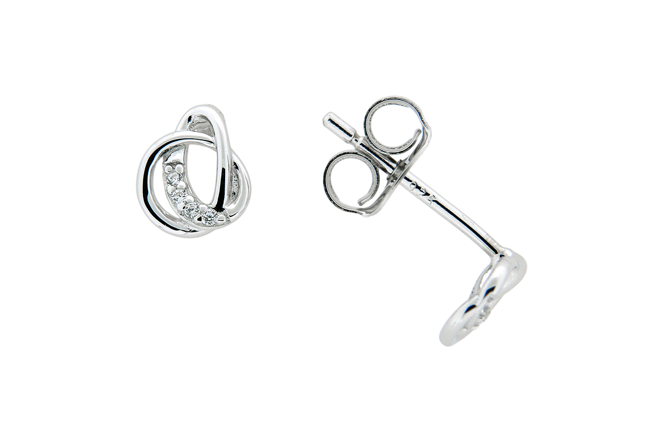 Ohrstecker, Ohrring in Silber 925 rhodiniert mit Zirkonia