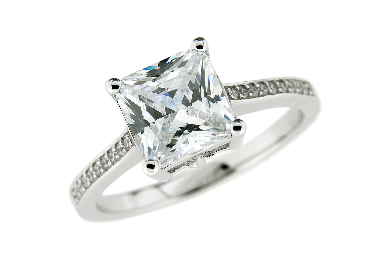 Gr.56 Damenring in Silber 925 rhodiniert mit Zirkonia