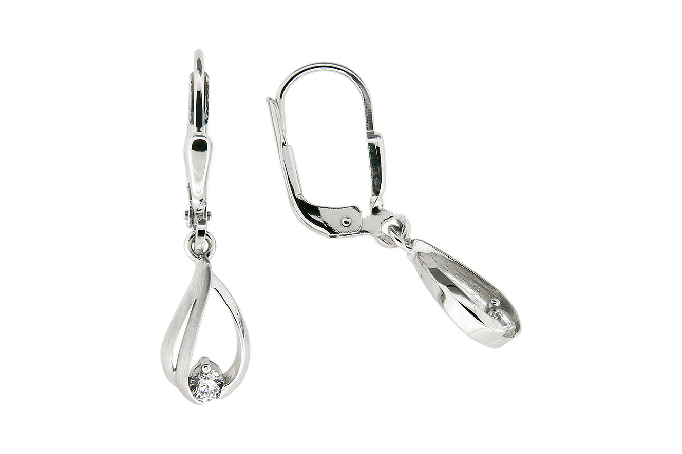 Ohrpendel Spirale in Silber 925 rhodiniert mit Zirkonia