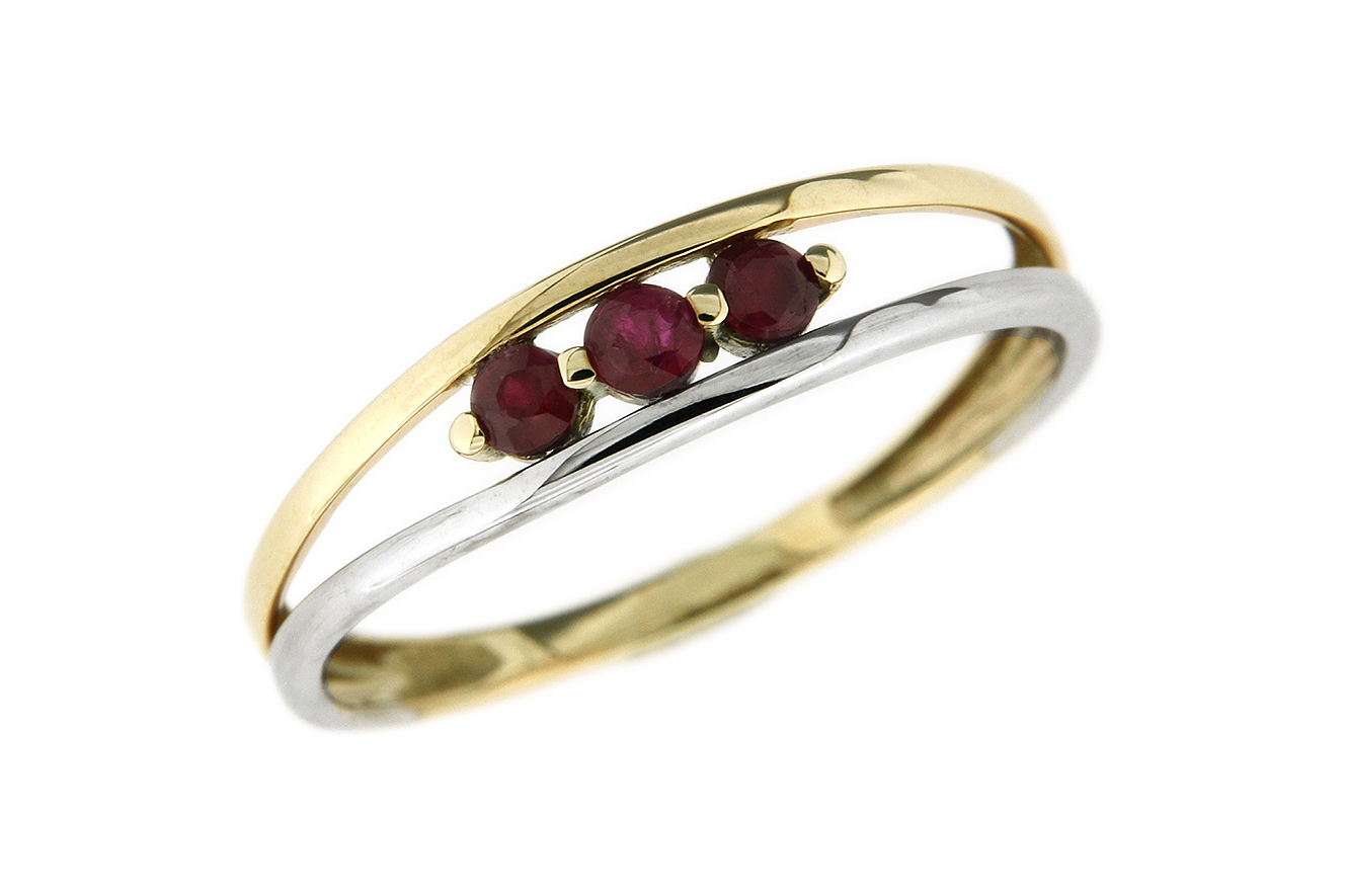 Gr.56 Ring in Gelbgold Weißgold 375 mit Rubin