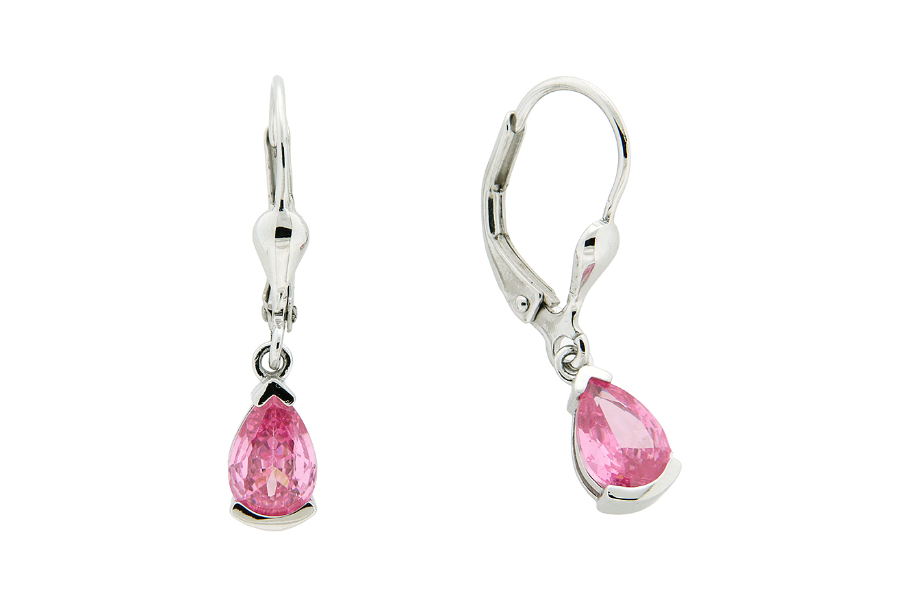 Ohrpendel Ohrring in Silber 925 rhodiniert  mit Zirkonia rosa